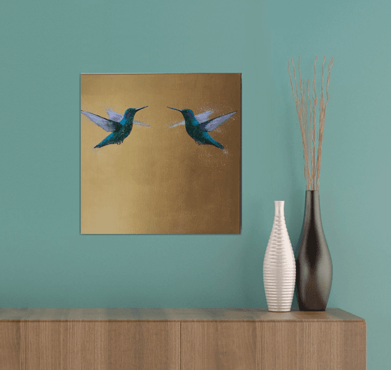 The Two Of Us ~ Hummingbirds on Gold