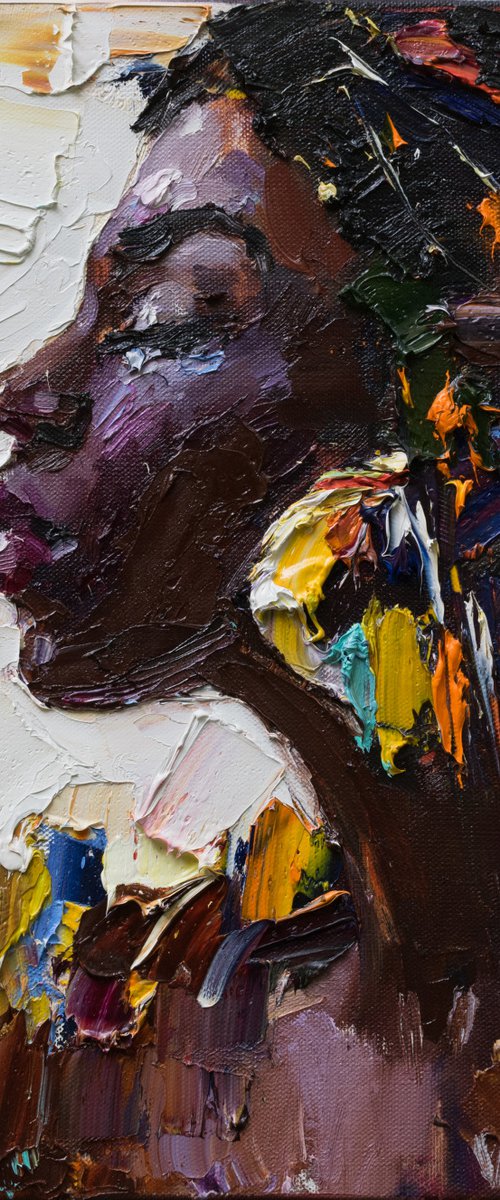 African woman portrait Original oil painting by Anastasiia Valiulina