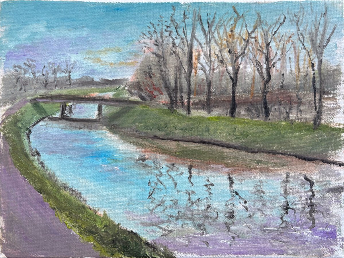 Impressionistic Landscape Oil Painting By Dmitry Fedorov, 16 X 12, Dutch Winter At Chanal, Original Artwork