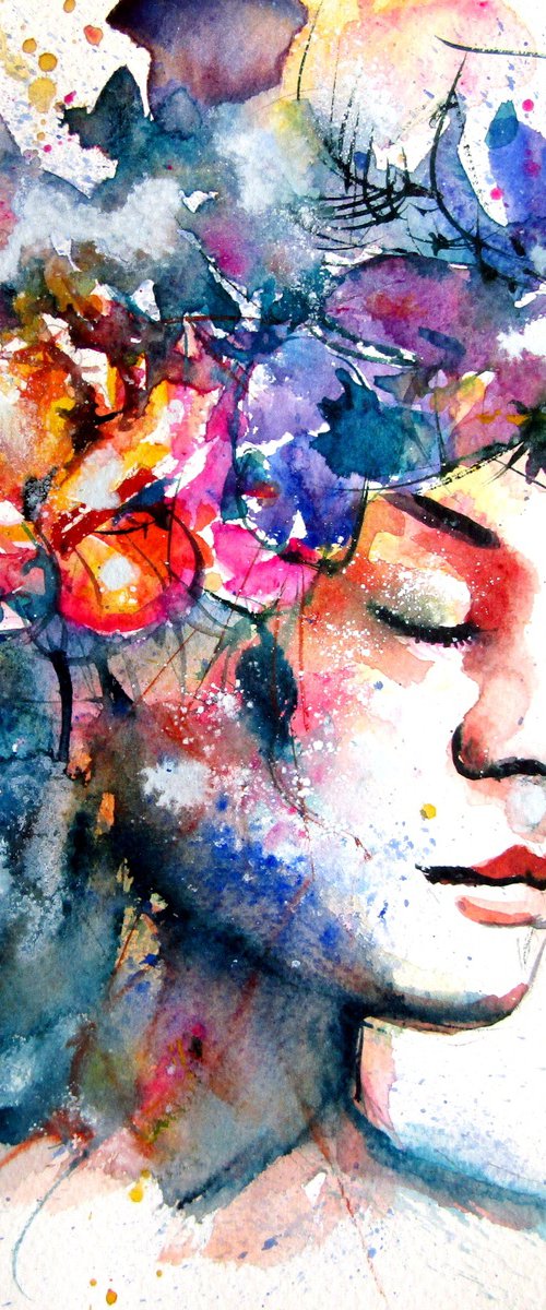 Girl with florals of summer II by Kovács Anna Brigitta