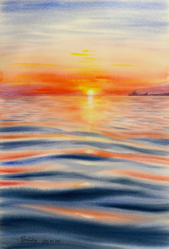 Native sunset over the sea