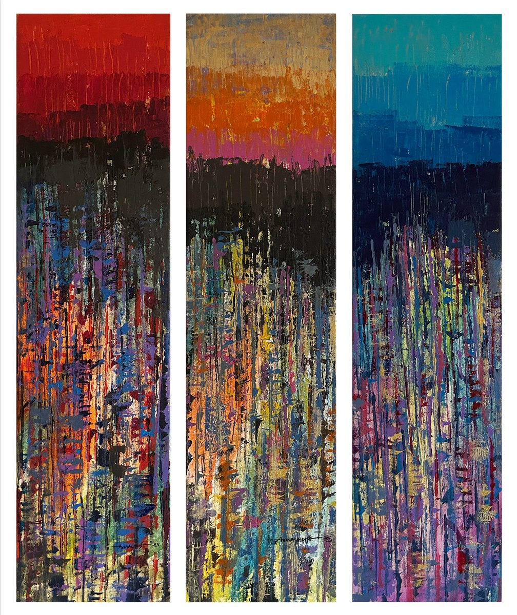 Magical Sprinkles_Triptych By Avinash Pise, 36 X 48, Artwork For Sale On Artfinder