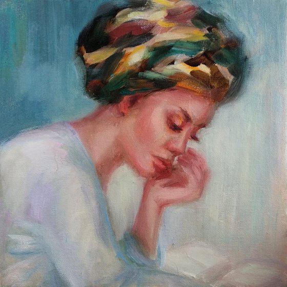 Woman Portrait Reading a Book