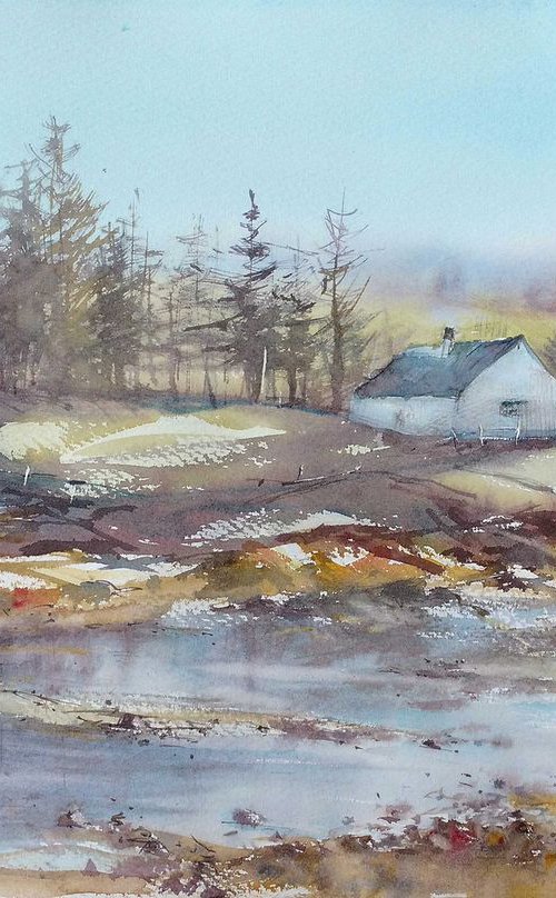 "Scottish farm on Skye" by Merite Watercolour