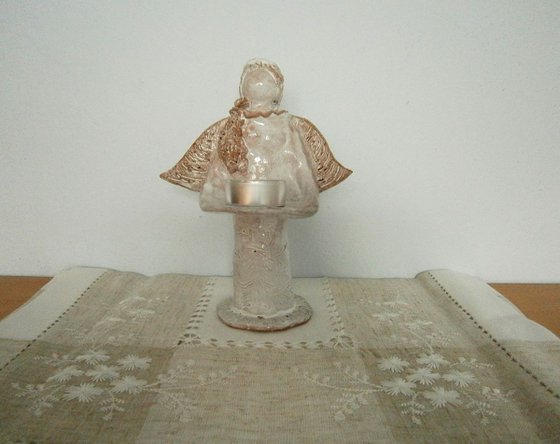 Ceramic angel - candlestick