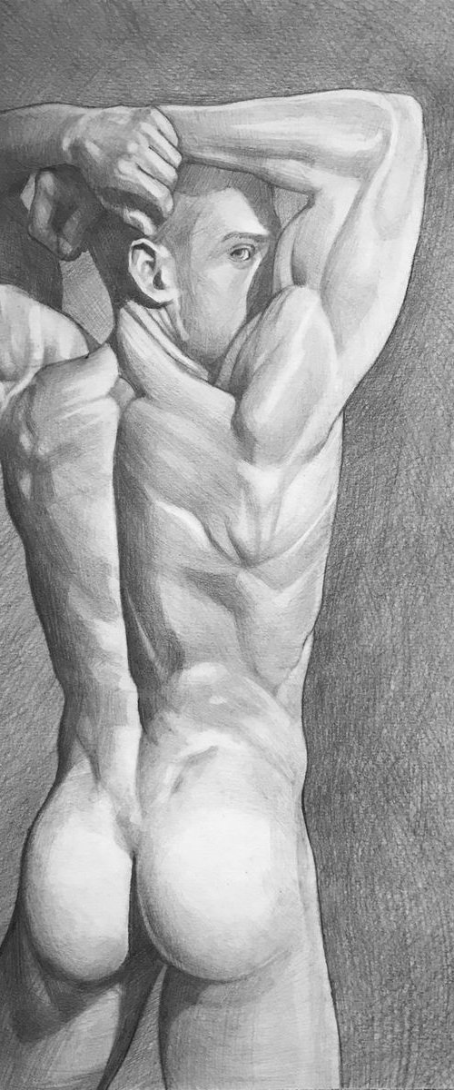 Drawing of man's back by Andrii Roshkaniuk