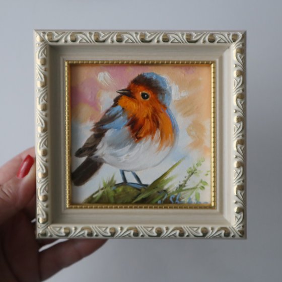 Robin Oil Painting 4x4