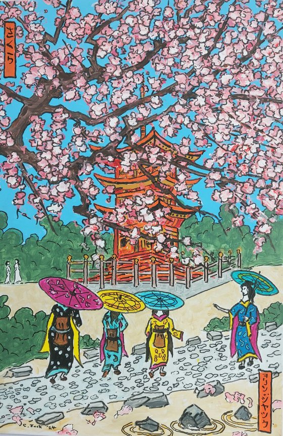 spring blossom with pagoda