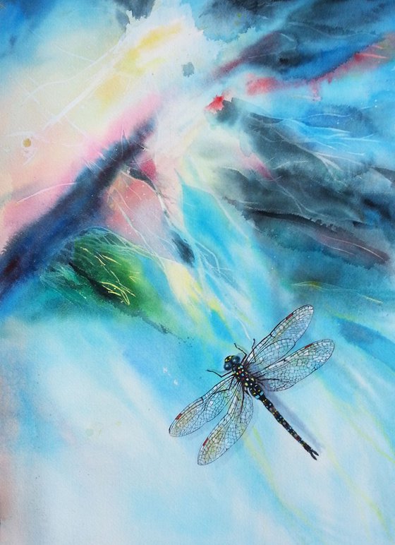 "Entropy" - dragonfly - abstract - abstract painting - watercolor