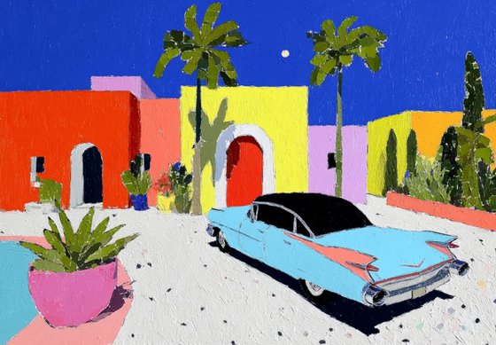 Moonlit Colorful Street