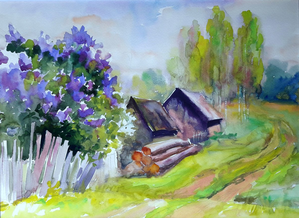 Lilac near the village by Boris Serdyuk