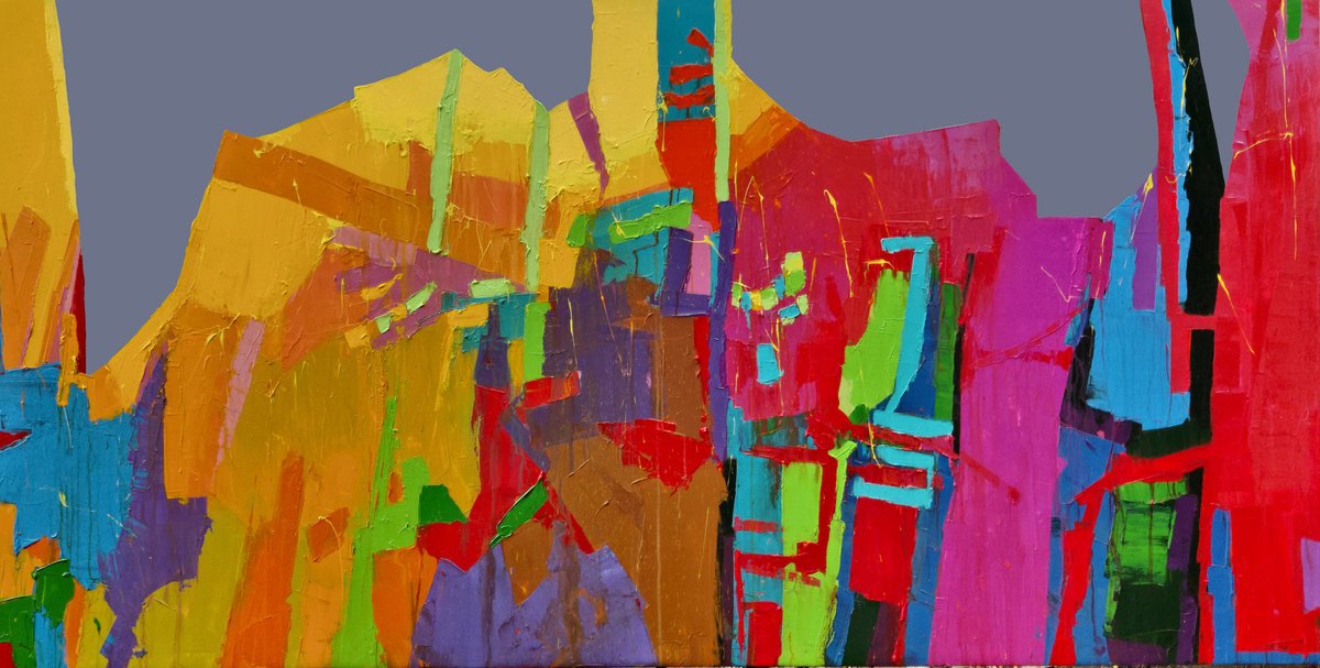 Abstract Acrylic Painting By Abhishek Kumar, 102 X 54, Yellow Highlands, Original Artwork