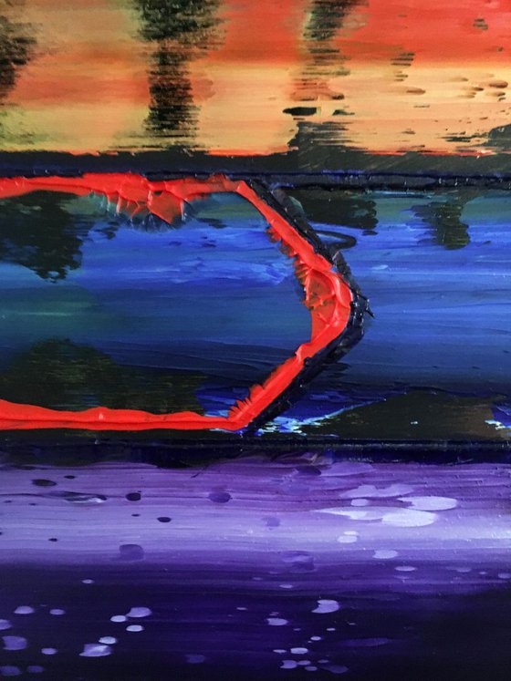 "Slip Through The Cracks" - Original PMS Abstract Oil Painting On Wooden Panel - 48" x 24"