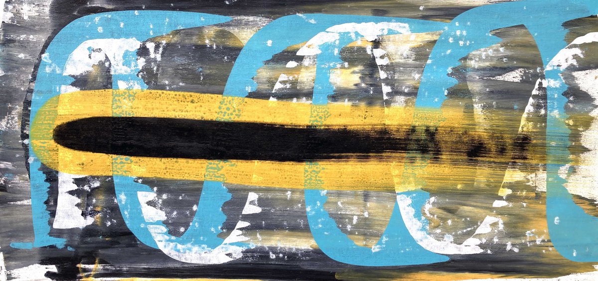 Abstract Acrylic Painting By Sumit Mehndiratta, 44 X 21", Composition No. 228, Original Artwork