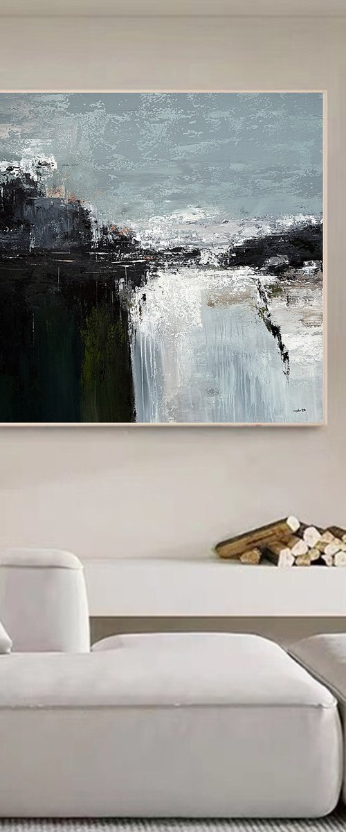 Large Square Blue-Emerald Stillwater Passage by Tatiana Malinovscaia