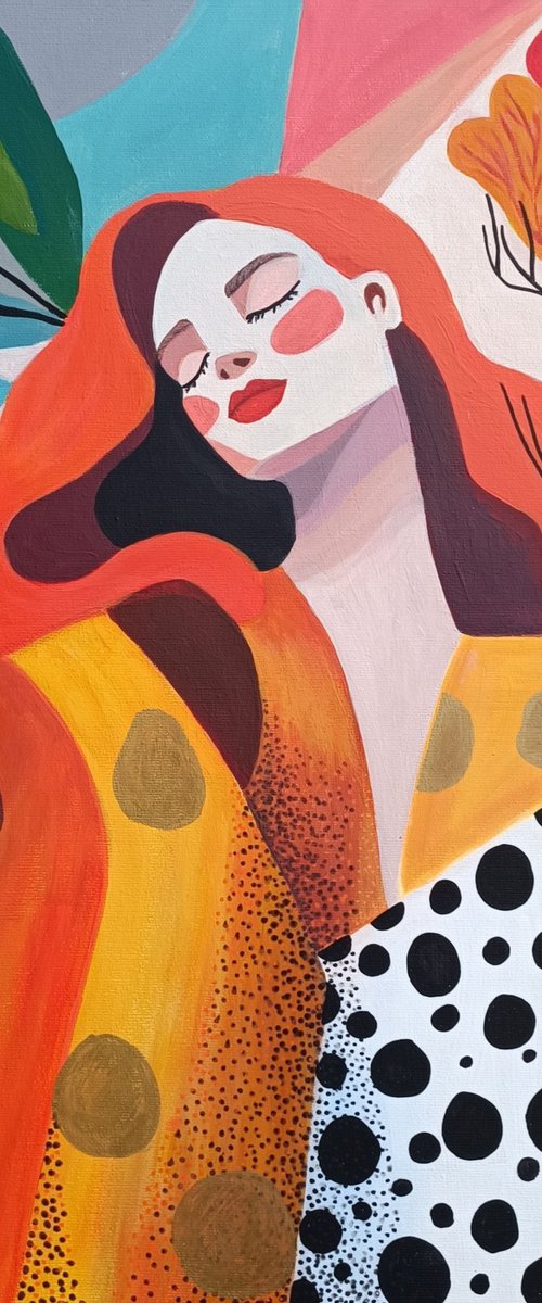 Red-Haired Woman in Matisse Style by Elena Gotovtseva