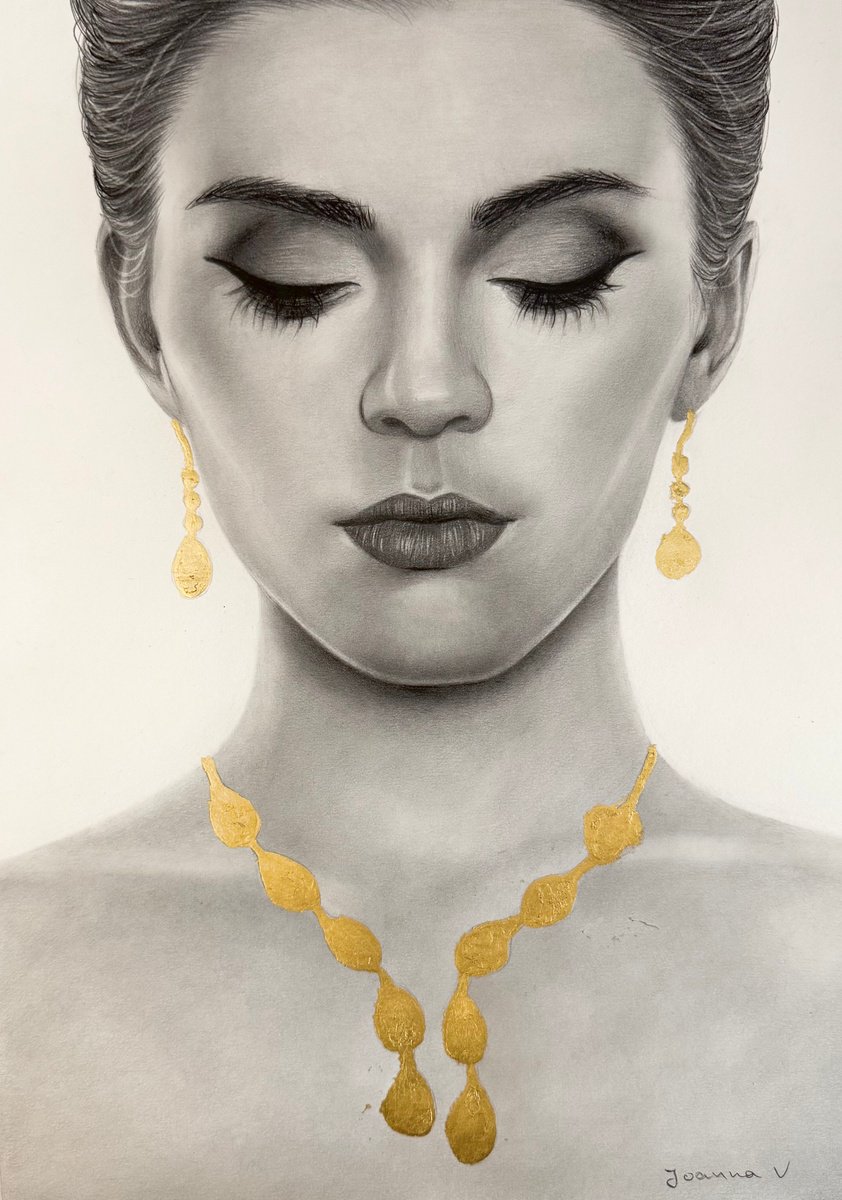 Photorealistic Portrait Drawing By Ioanna Ladopoulou, 12 X 17, Vanity, Original Artwork