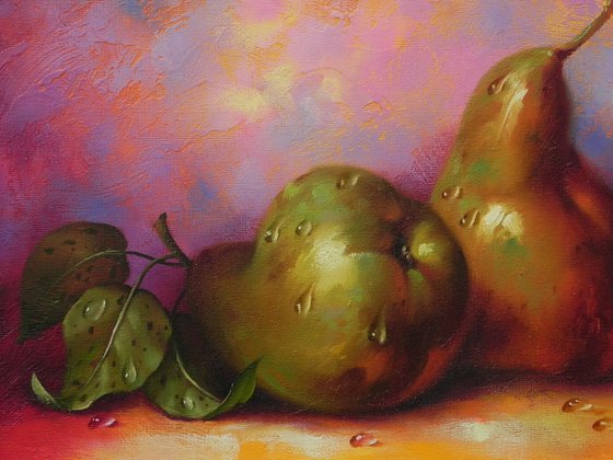 "Still life with pears" Original Classic Still life Framed