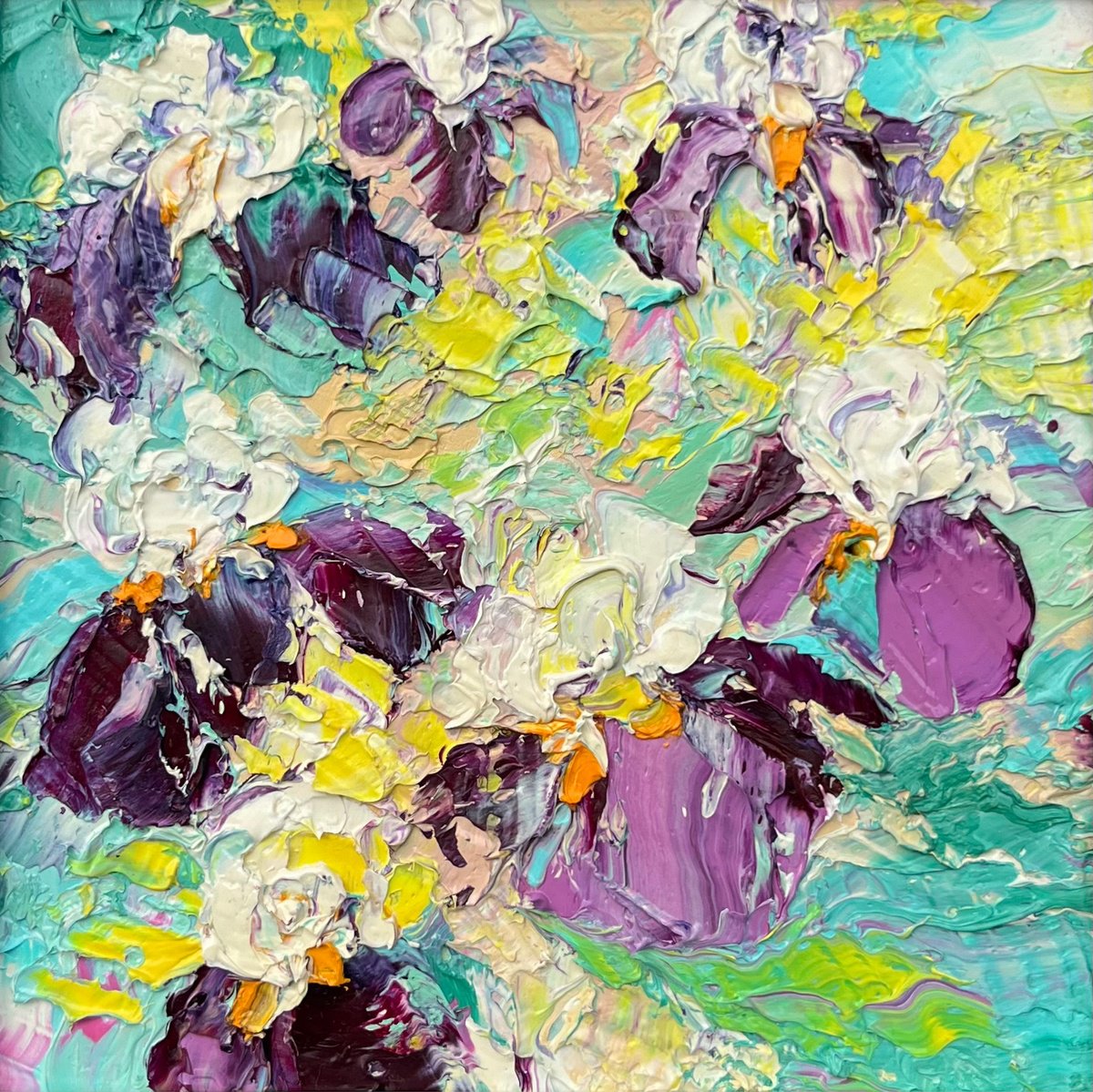 Abstract Botanical Oil Painting By Svitlana Andriichenko, 9 X 9", Long-Awaited Joy, Original Artwork