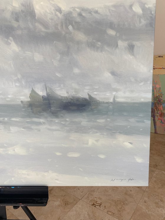 Coastal, Original oil painting, Handmade artwork, One of a kind