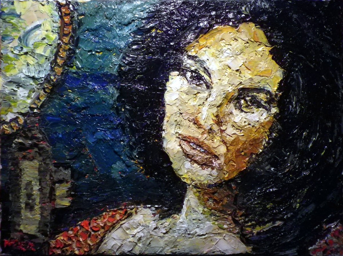 Expressive Portrait Oil Painting By Richard Meyer, 19 X 15", A Palestinian Protestor, Original Artwork