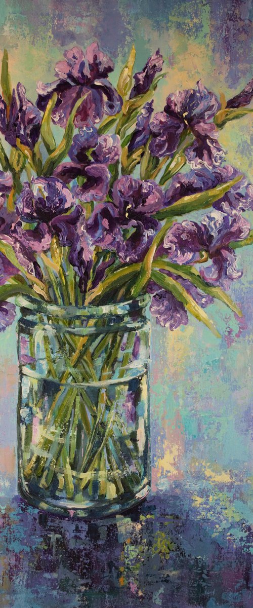 Irises in a Vase by Colette Baumback