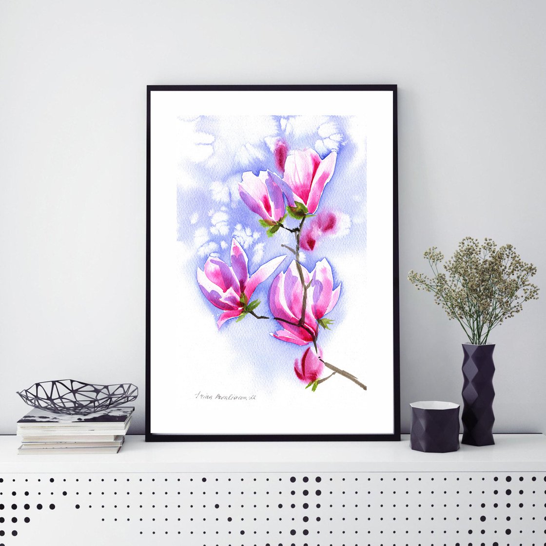 Original Iris painting, Watercolor Flowers, Housewarming outlet Gift, Gift for Gardener, Pink Flower painting, Bold Floral Painting, Gift for Her,