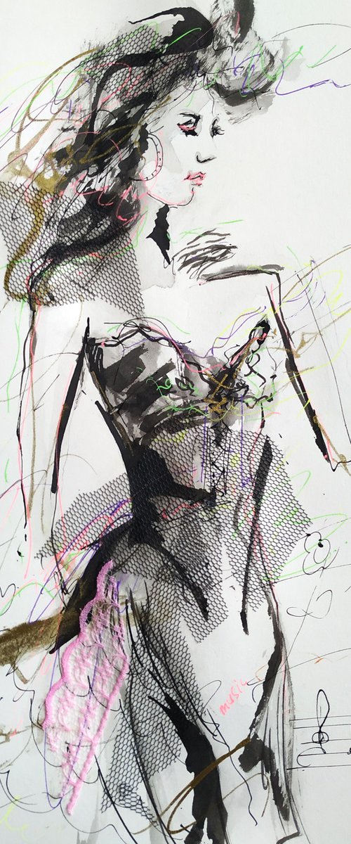 Woman  ink drawing series-Figurative drawing on paper by Antigoni Tziora