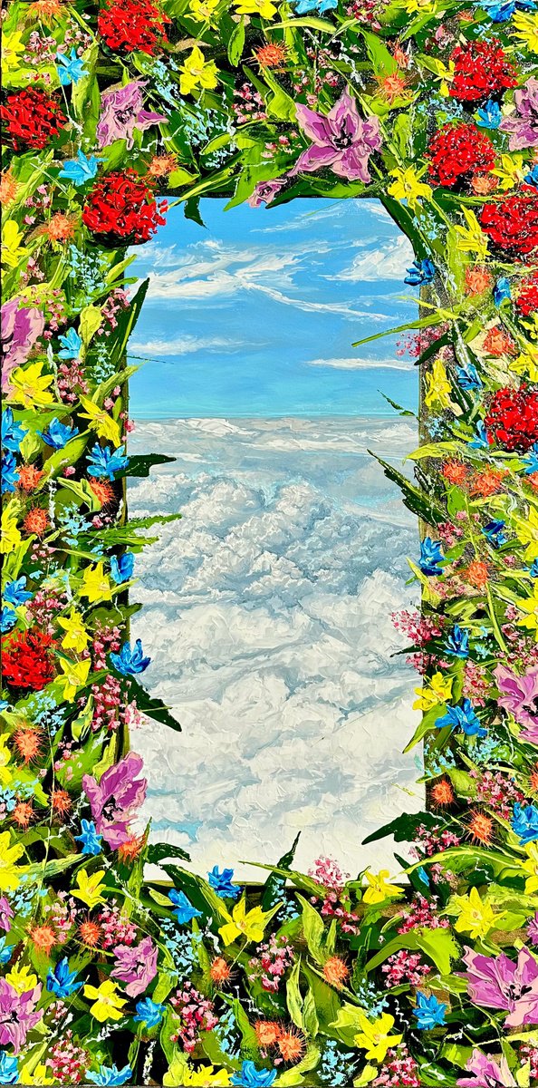 Window to Florida / nature abstraction impasto oil painting by Elena Adele Dmitrenko