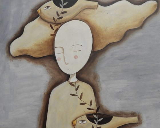 The woman and the birds