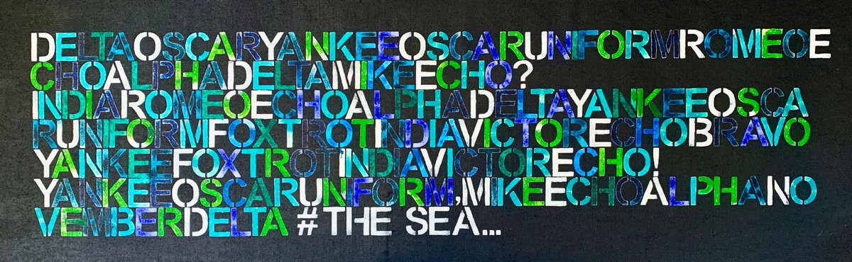 Typographic Abstract Acrylic Painting By Anita Kaufmann, 79 X 24, Love The Sea No. 1024 ##, Original Artwork