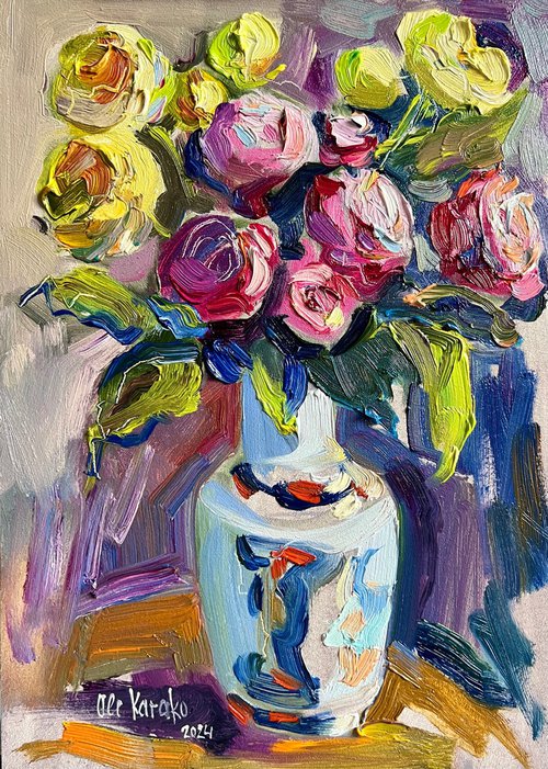 Roses in a Chinese Vase by Ole Karako