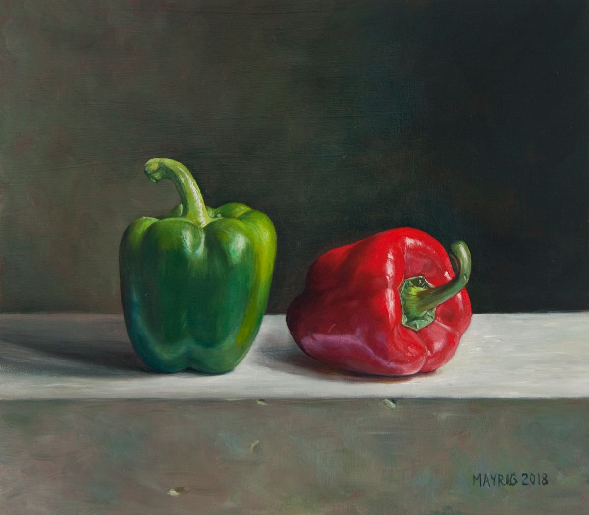 Bell Peppers (Original Oil Painting, 100% Handmade) by Mayrig Simonjan