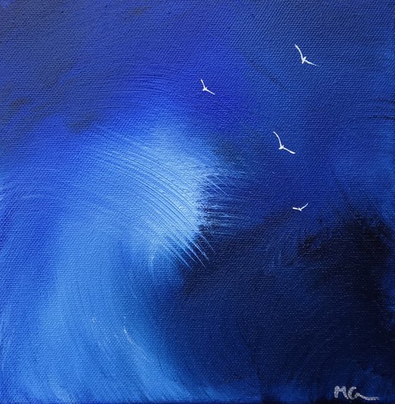 Free as a Bird 2 - seascape, blue, small, gorgeous