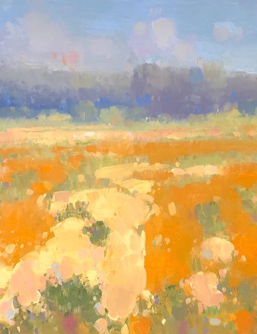 Meadow, Original oil painting, One of a kind Signed, Ready to hang by Vahe Yeremyan