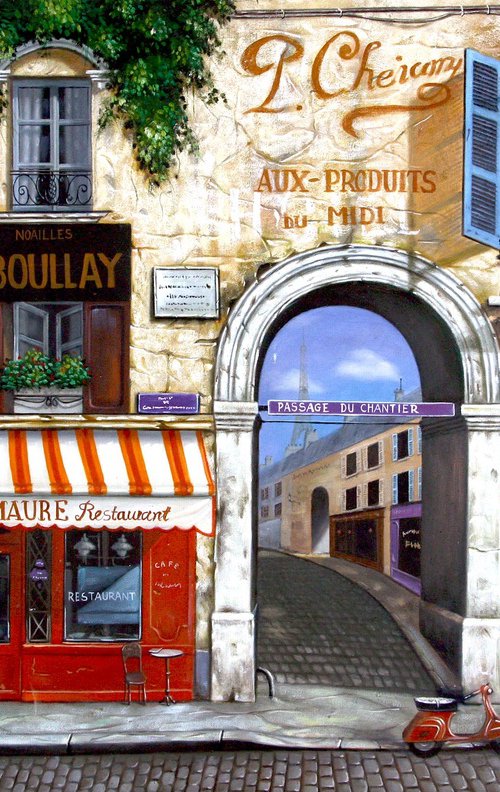 Typical Old Time Paris Street  (Circa> mid XXth century) by GOUYETTE jean-michel