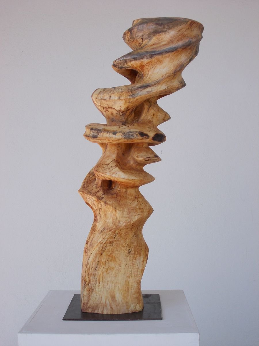 Organic Abstract Wood Sculpture By Michael Rofka, 14 X 31", Chestnut King, Original Artwork