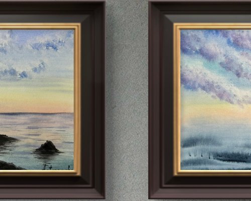 Diptych Tramonto in Sicilia by Yuliia Sharapova