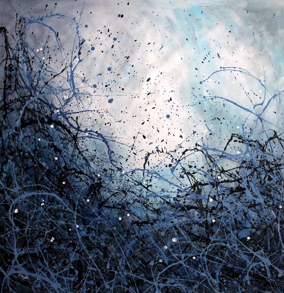 Winter Blues #7 - Extra Large 123x123cm - Original abstract painting by Cecilia Frigati