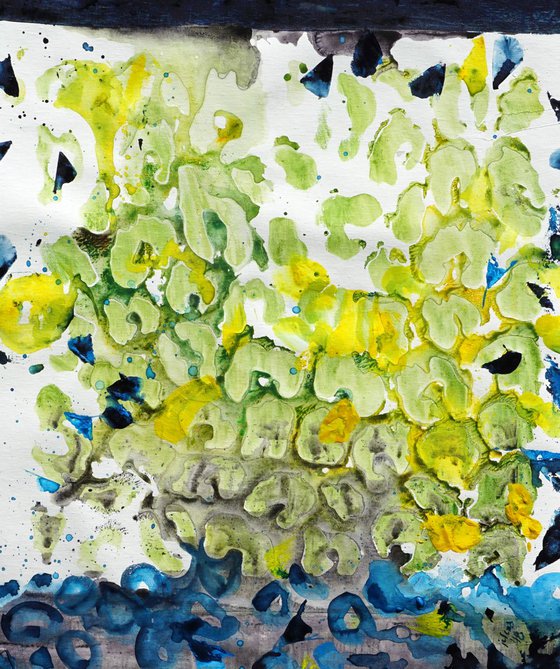 Leaf Shower watercolor on canvas -20x16in;40x50cm