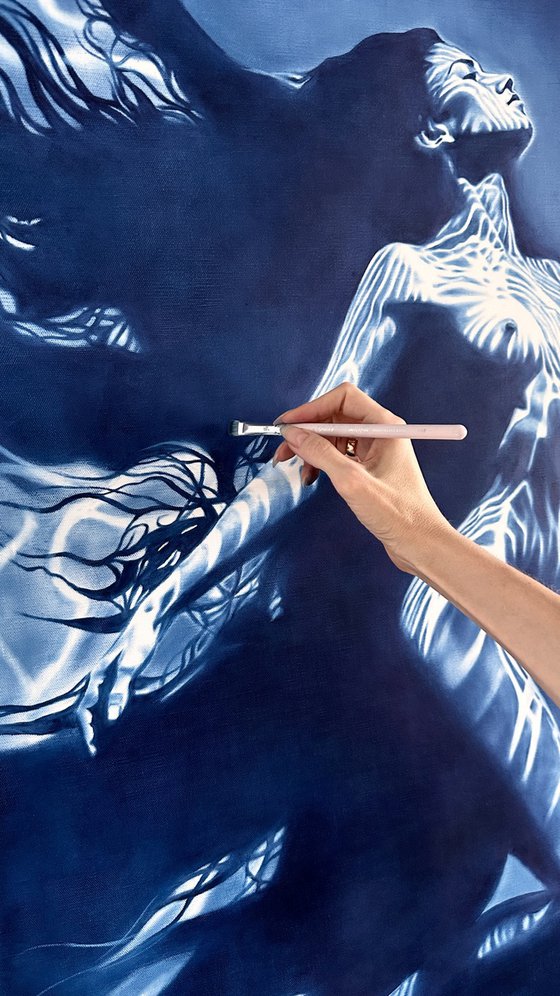 Carrying the Light – Deep Blue Water Nude