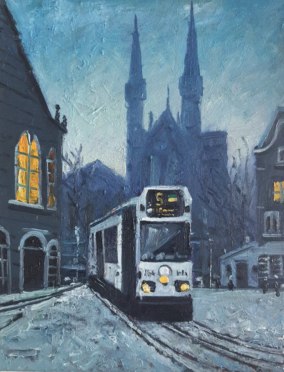 Amsterdam tram n.5 Oil painting by Roberto Ponte | Artfinder