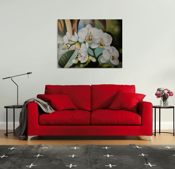 White Orchid Large Painting