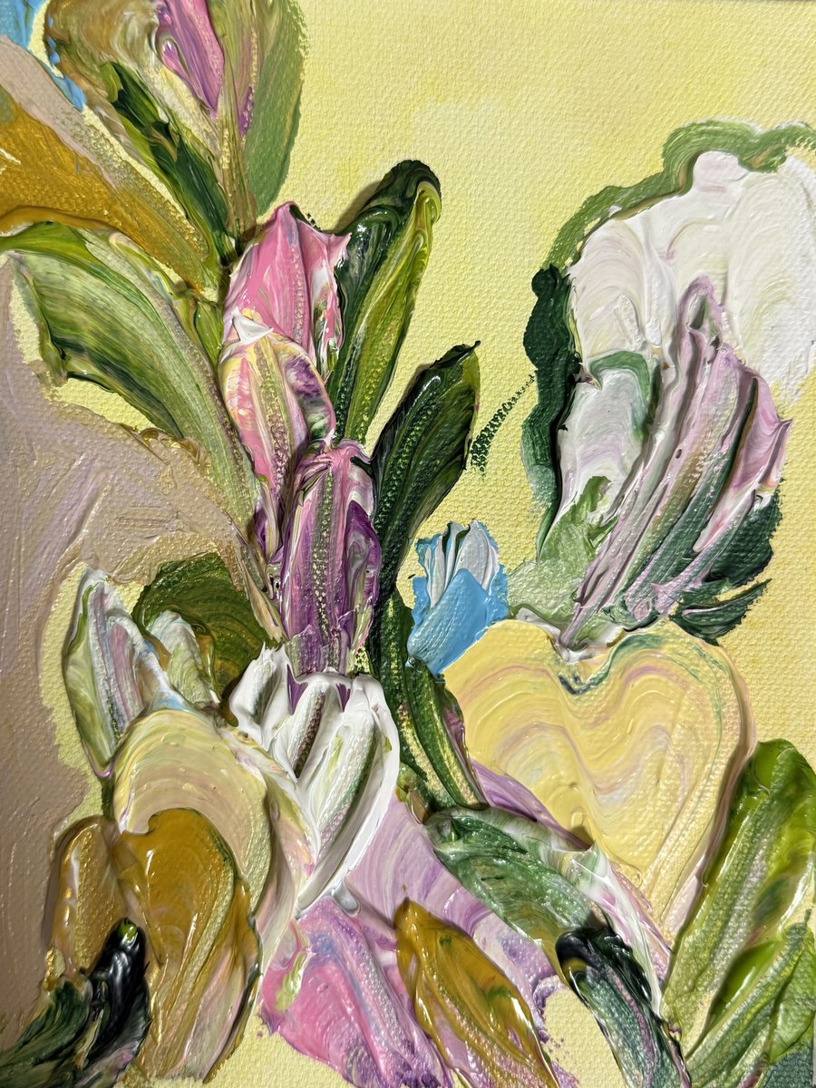 Organic Abstract Acrylic Painting By Daria Borisova, 6 X 8, Spring Flowers, Original Artwork