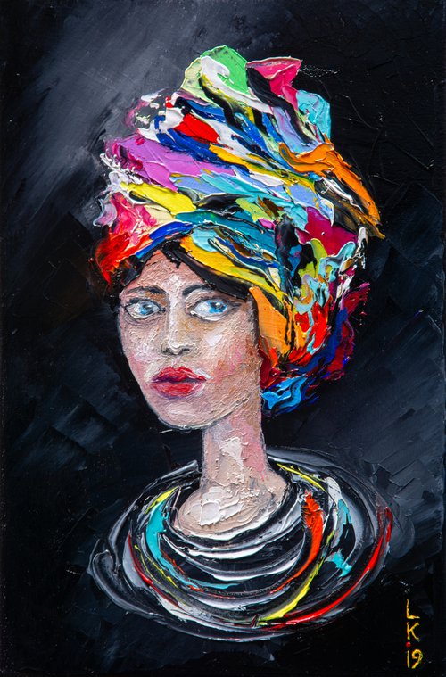 PORTRAIT OF  GIRL IN  TURBAN by Liubov Kuptsova