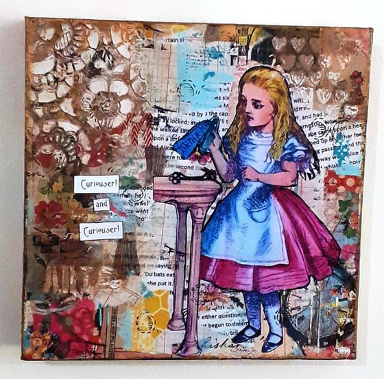 Alice in Wonderland mixed media collage
