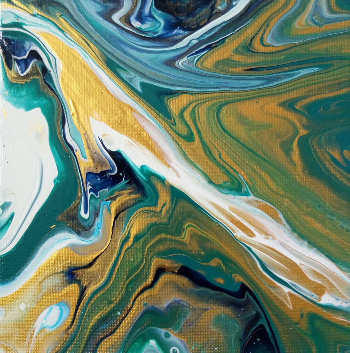 Turquoise Gold, Ready to hang by Kateryna Zaichyk