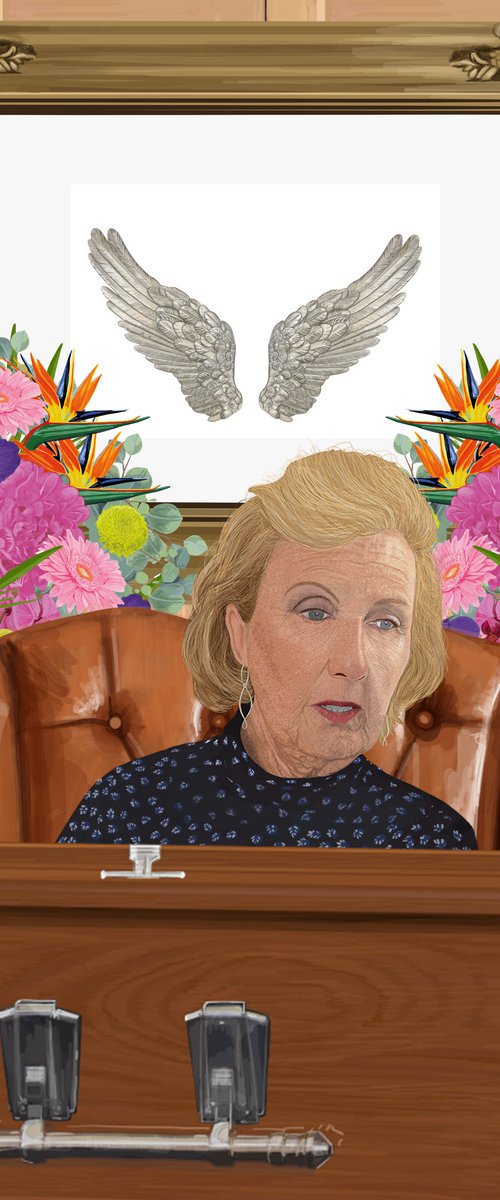 Mum sitting with coffin by Cathy Whittall