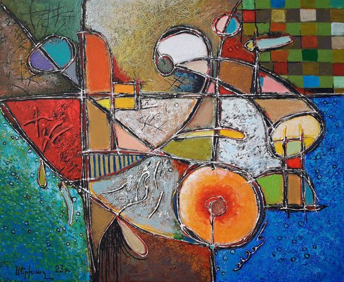Abstract composition (50x60cm, oil/canvas, ready to hang) by Sergey Xachatryan