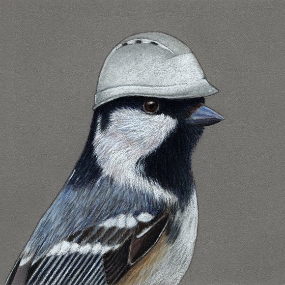 Original pastel drawing bird "Coal tit"